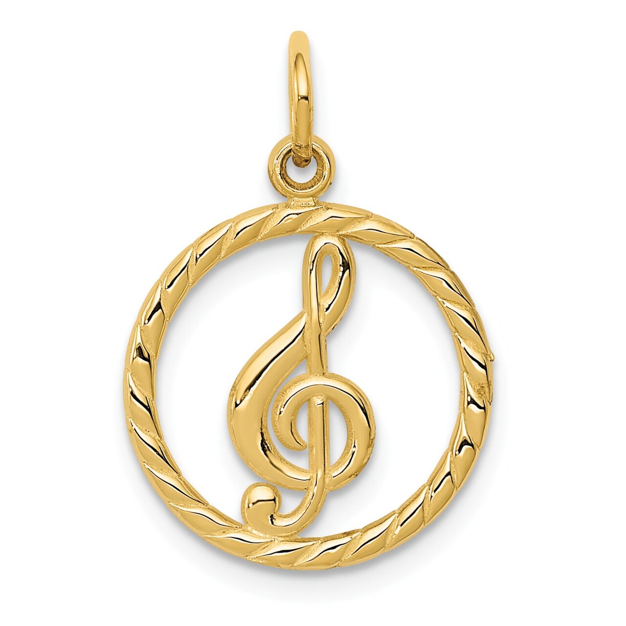 14K Gold Treble Clef Charm Music Note Pendant Jewelry 21mm x 15mm
